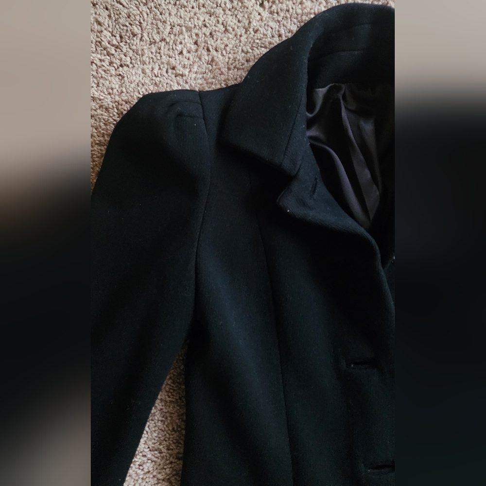 Montaldo's Nipan Coature Vintage Wool Elegant Black Long Coat Sz 10 - Picture 4 of 16